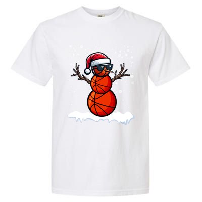 Basketball Snow Christmas Sunglasses Santa Hat Snowflakes Great Gift Garment-Dyed Heavyweight T-Shirt