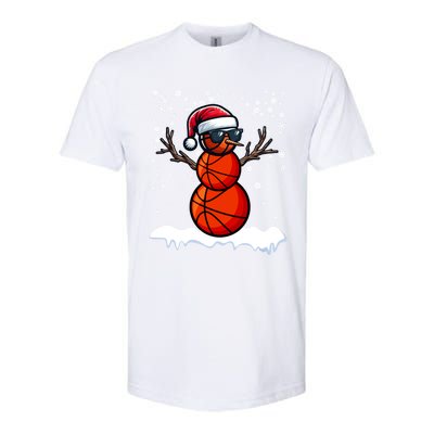 Basketball Snow Christmas Sunglasses Santa Hat Snowflakes Great Gift Softstyle CVC T-Shirt