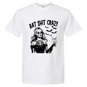 Bat Shit Crazy Halloween Spooky Season Witch Messy Bun Skull Png Snarky Funny Garment-Dyed Heavyweight T-Shirt