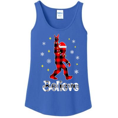 Bigfoot Santa Christmas Tree Xmas Sasquatch Rock And Roll Gift Ladies Essential Tank