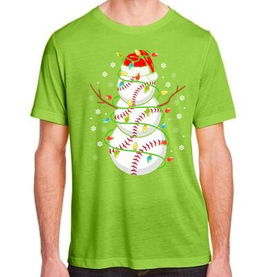 Baseball Snow Christmas Santa Hat Lights Snowflakes Xmas Cute Gift Adult ChromaSoft Performance T-Shirt