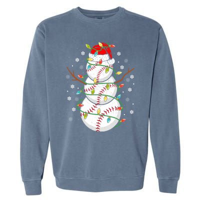 Baseball Snow Christmas Santa Hat Lights Snowflakes Xmas Cute Gift Garment-Dyed Sweatshirt