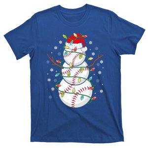 Baseball Snow Christmas Santa Hat Lights Snowflakes Xmas Cute Gift T-Shirt