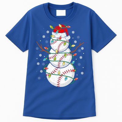 Baseball Snow Christmas Santa Hat Lights Snowflakes Xmas Cute Gift Tall T-Shirt