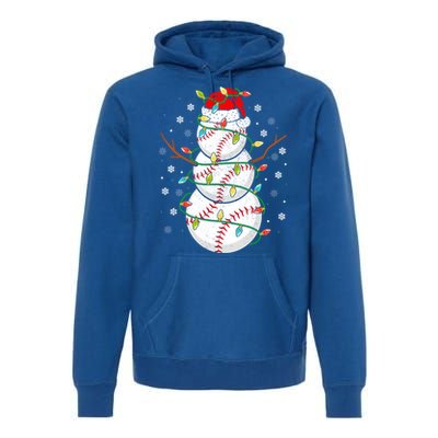 Baseball Snow Christmas Santa Hat Lights Snowflakes Xmas Cute Gift Premium Hoodie