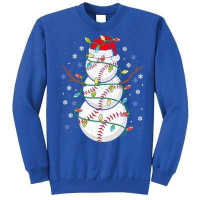 Baseball Snow Christmas Santa Hat Lights Snowflakes Xmas Cute Gift Tall Sweatshirt