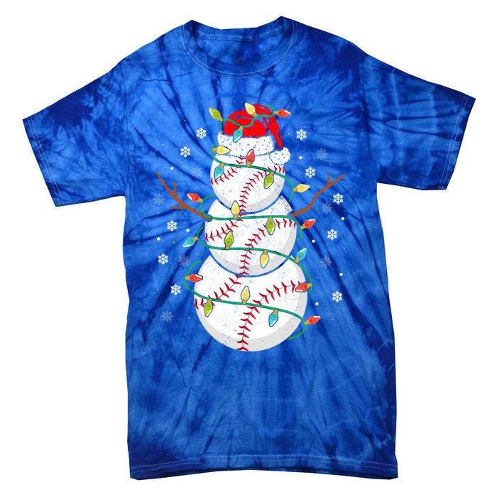 Baseball Snow Christmas Santa Hat Lights Snowflakes Xmas Cute Gift Tie-Dye T-Shirt