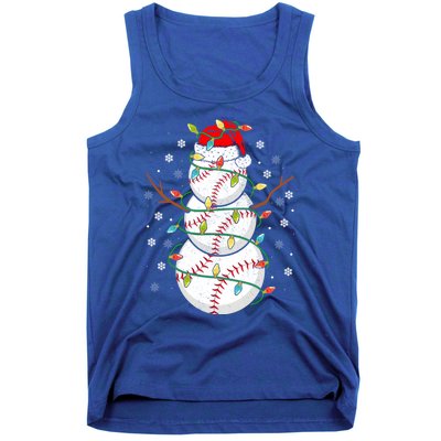 Baseball Snow Christmas Santa Hat Lights Snowflakes Xmas Cute Gift Tank Top