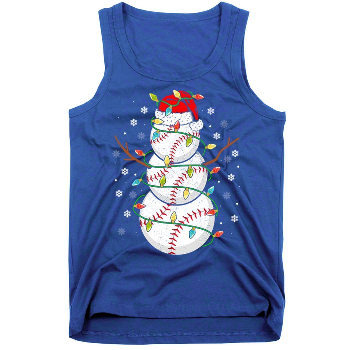 Baseball Snow Christmas Santa Hat Lights Snowflakes Xmas Cute Gift Tank Top