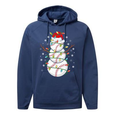 Baseball Snow Christmas Santa Hat Lights Snowflakes Xmas Cute Gift Performance Fleece Hoodie