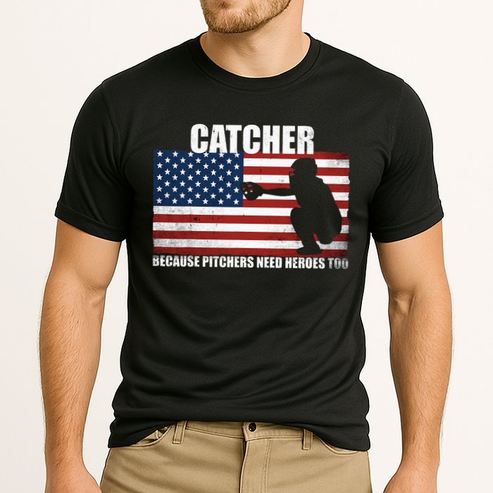 Baseball Softball Catcher Because Pitchers Need Heros Too Cooling Performance Crew T-Shirt