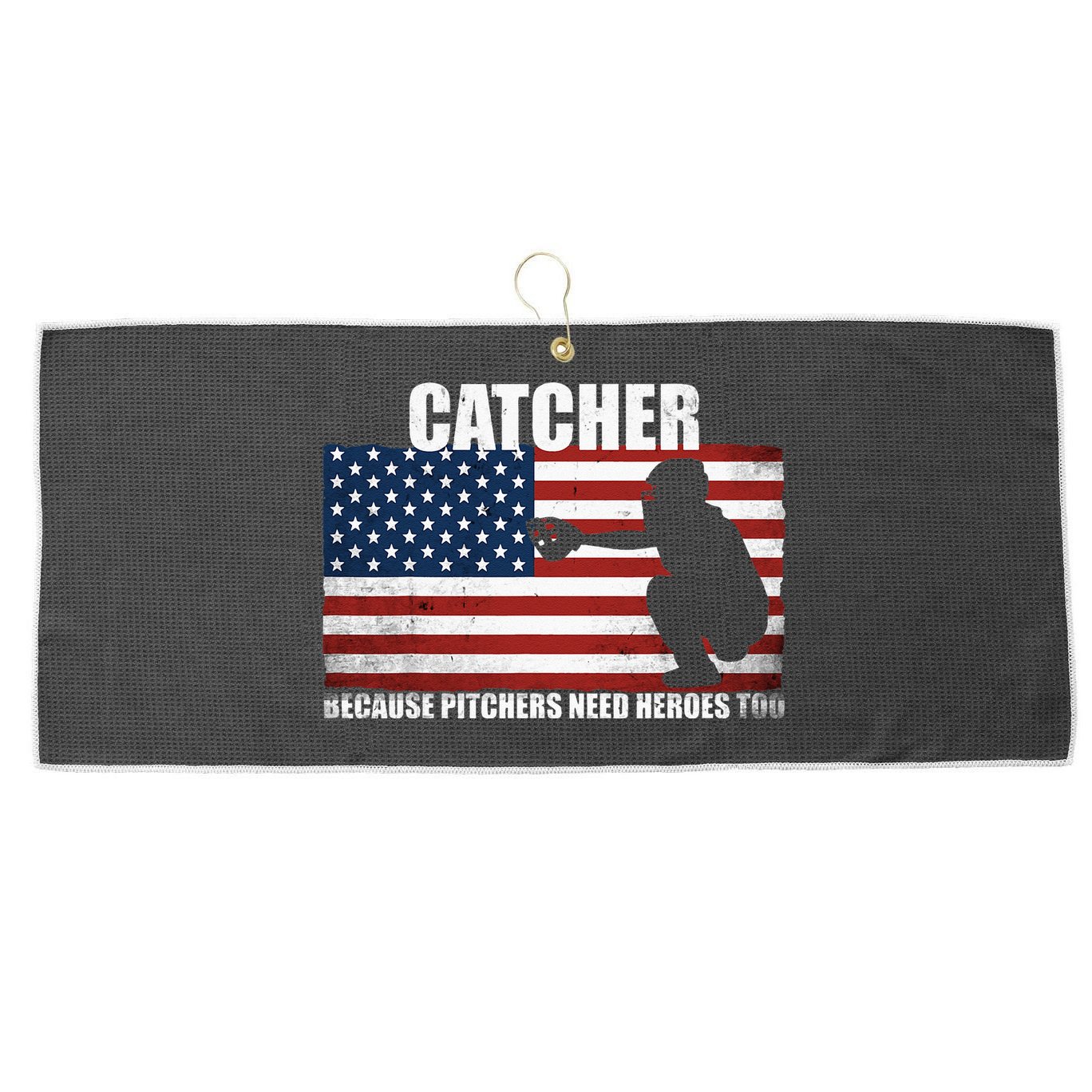 Baseball Softball Catcher Because Pitchers Need Heros Too Large Microfiber Waffle Golf Towel