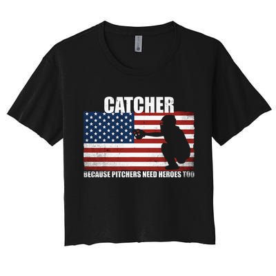 Baseball Softball Catcher Because Pitchers Need Heros Too Crop Top