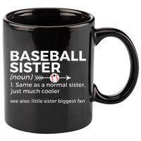 Baseball Sister Definition Little Sister Biggest Fan 11oz C Handle Ceramic Mug