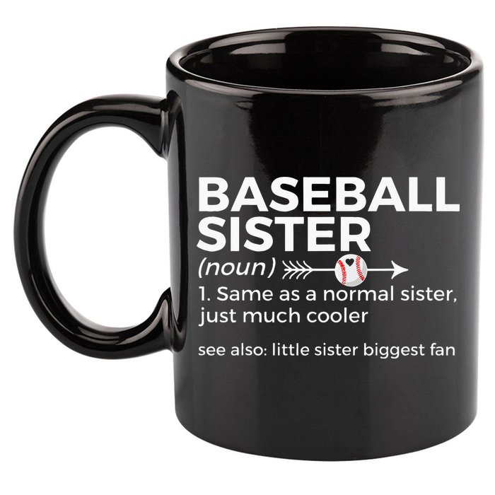 Baseball Sister Definition Little Sister Biggest Fan 11oz C Handle Ceramic Mug