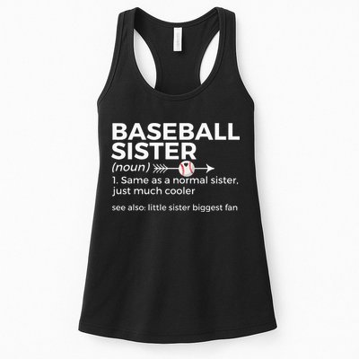 Baseball Sister Definition Little Sister Biggest Fan Womens Tank Top