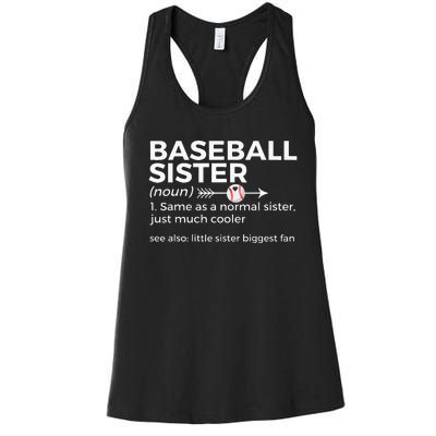 Baseball Sister Definition Little Sister Biggest Fan Women's Racerback Tank