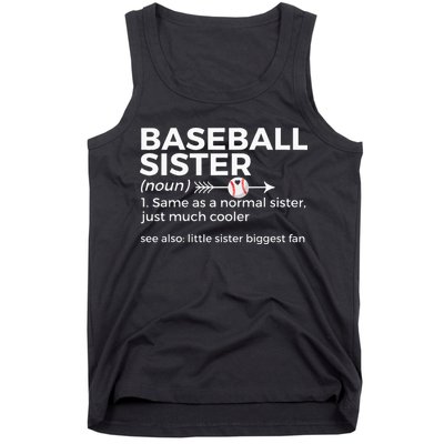 Baseball Sister Definition Little Sister Biggest Fan Tank Top
