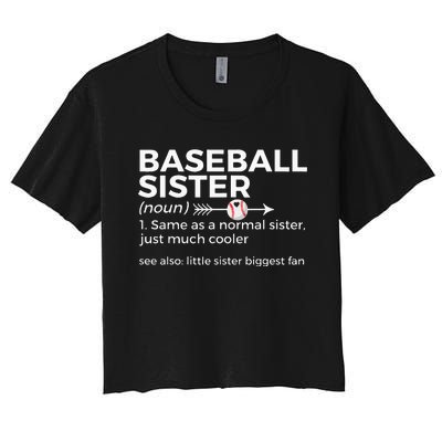 Baseball Sister Definition Little Sister Biggest Fan Women's Crop Top Tee