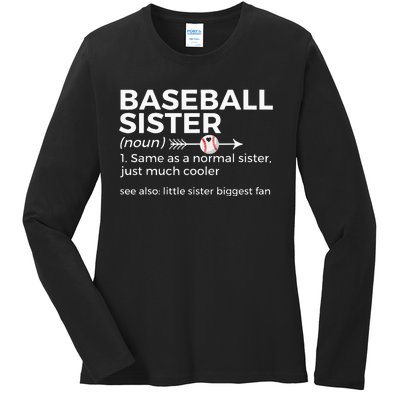 Baseball Sister Definition Little Sister Biggest Fan Ladies Long Sleeve Shirt