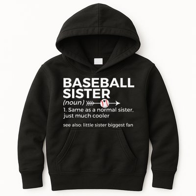 Baseball Sister Definition Little Sister Biggest Fan Kids Hoodie