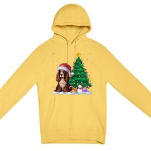 Boykin Spaniel Dog Xmas Tree Lights Reindeer Hat Christmas Premium Pullover Hoodie