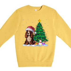 Boykin Spaniel Dog Xmas Tree Lights Reindeer Hat Christmas Premium Crewneck Sweatshirt