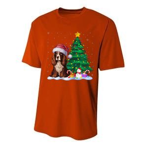 Boykin Spaniel Dog Xmas Tree Lights Reindeer Hat Christmas Performance Sprint T-Shirt