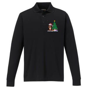 Boykin Spaniel Dog Xmas Tree Lights Reindeer Hat Christmas Performance Long Sleeve Polo