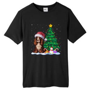 Boykin Spaniel Dog Xmas Tree Lights Reindeer Hat Christmas Tall Fusion ChromaSoft Performance T-Shirt