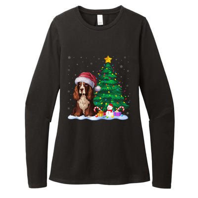 Boykin Spaniel Dog Xmas Tree Lights Reindeer Hat Christmas Womens CVC Long Sleeve Shirt