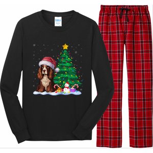 Boykin Spaniel Dog Xmas Tree Lights Reindeer Hat Christmas Long Sleeve Pajama Set