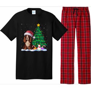 Boykin Spaniel Dog Xmas Tree Lights Reindeer Hat Christmas Pajama Set