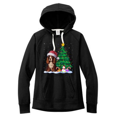 Boykin Spaniel Dog Xmas Tree Lights Reindeer Hat Christmas Women's Fleece Hoodie