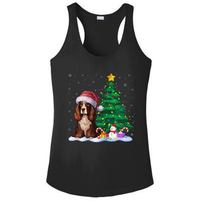 Boykin Spaniel Dog Xmas Tree Lights Reindeer Hat Christmas Ladies PosiCharge Competitor Racerback Tank