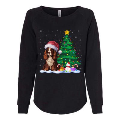 Boykin Spaniel Dog Xmas Tree Lights Reindeer Hat Christmas Womens California Wash Sweatshirt