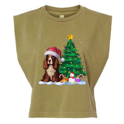 Boykin Spaniel Dog Xmas Tree Lights Reindeer Hat Christmas Garment-Dyed Women's Muscle Tee