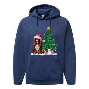 Boykin Spaniel Dog Xmas Tree Lights Reindeer Hat Christmas Performance Fleece Hoodie