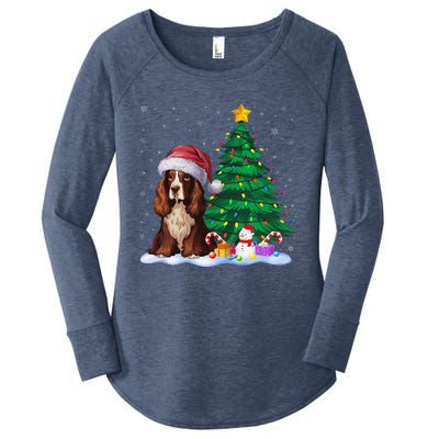 Boykin Spaniel Dog Xmas Tree Lights Reindeer Hat Christmas Women's Perfect Tri Tunic Long Sleeve Shirt