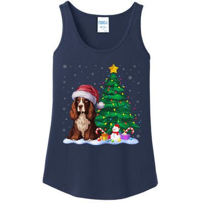 Boykin Spaniel Dog Xmas Tree Lights Reindeer Hat Christmas Ladies Essential Tank