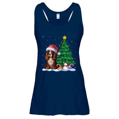 Boykin Spaniel Dog Xmas Tree Lights Reindeer Hat Christmas Ladies Essential Flowy Tank