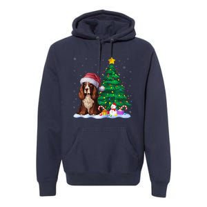 Boykin Spaniel Dog Xmas Tree Lights Reindeer Hat Christmas Premium Hoodie