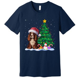 Boykin Spaniel Dog Xmas Tree Lights Reindeer Hat Christmas Premium T-Shirt