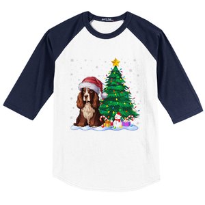 Boykin Spaniel Dog Xmas Tree Lights Reindeer Hat Christmas Baseball Sleeve Shirt