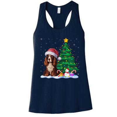 Boykin Spaniel Dog Xmas Tree Lights Reindeer Hat Christmas Women's Racerback Tank