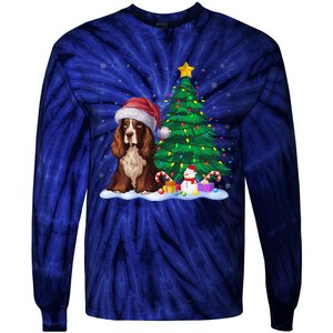 Boykin Spaniel Dog Xmas Tree Lights Reindeer Hat Christmas Tie-Dye Long Sleeve Shirt