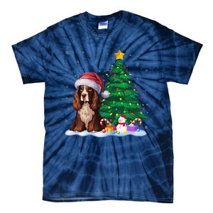 Boykin Spaniel Dog Xmas Tree Lights Reindeer Hat Christmas Tie-Dye T-Shirt