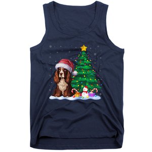 Boykin Spaniel Dog Xmas Tree Lights Reindeer Hat Christmas Tank Top