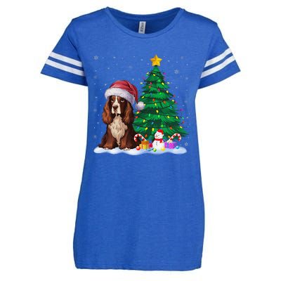 Boykin Spaniel Dog Xmas Tree Lights Reindeer Hat Christmas Enza Ladies Jersey Football T-Shirt