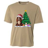 Boykin Spaniel Dog Xmas Tree Lights Reindeer Hat Christmas Cooling Performance Crew T-Shirt